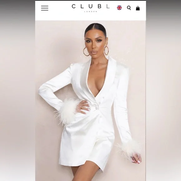 White plunge store blazer dress